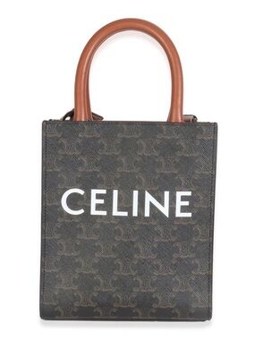 Celine Brown Triomphe Canvas MIni Vertical Cabas